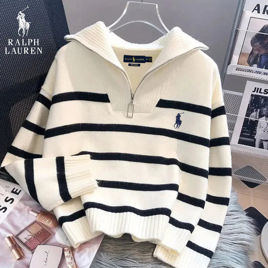 RL™ Pull rayé à fermeture éclair