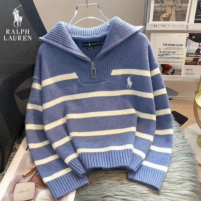 RL™ Pull rayé à fermeture éclair