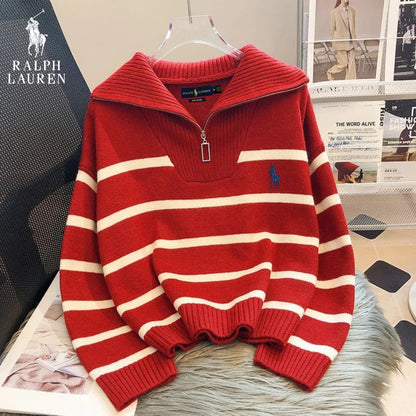 RL™ Pull rayé à fermeture éclair