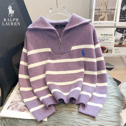 Pull Rayé à Col Zippé - PRIX DÉSTOCKAGE