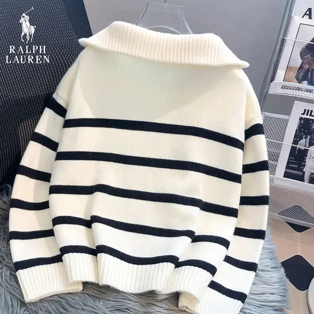 RL™ Pull rayé à fermeture éclair