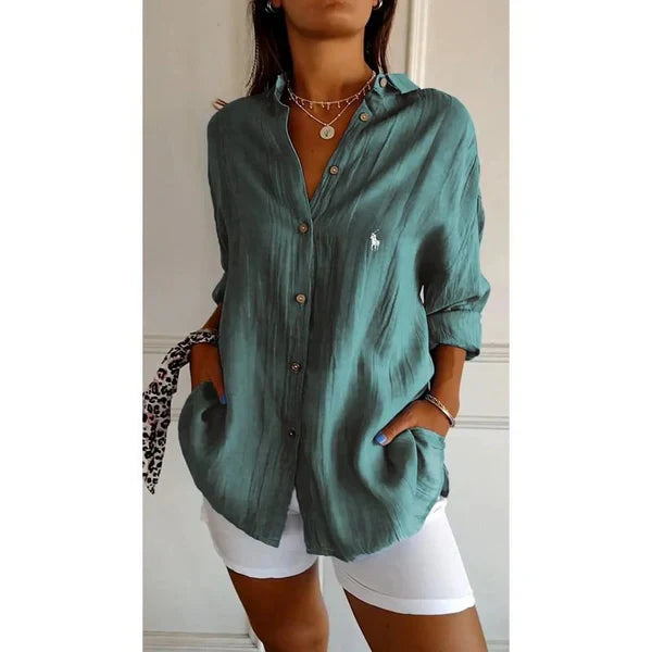 Chemise classique pour femme RL avec col doux et boutons