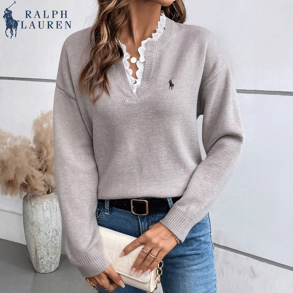 🇫🇷 Pull en Maille Col V Dentelé - PRIX DÉSTOCKAGE